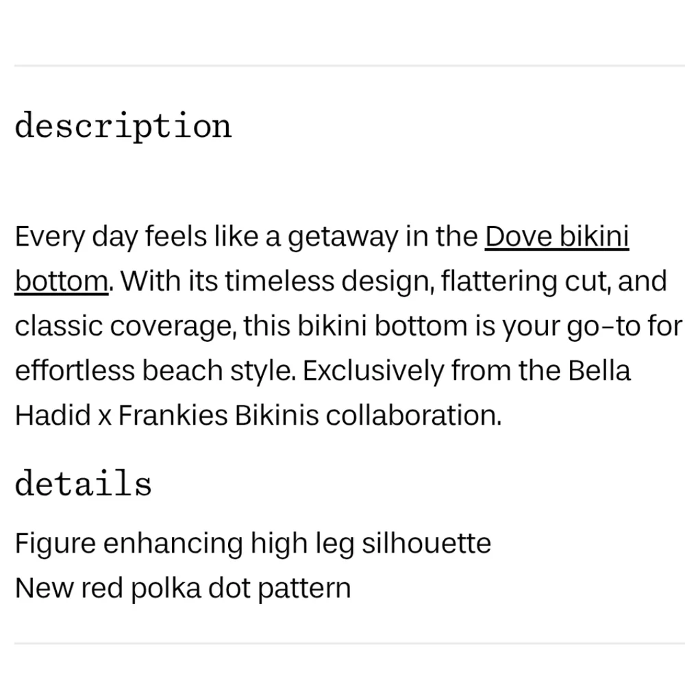 New!Frankie's Bikinis‎ x Bella Hadid Dove Bikini Bottom